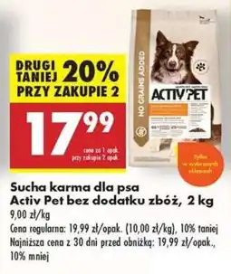Biedronka Sucha karma dla psa Activ Pet bez dodatku zbóż, 2 kg oferta
