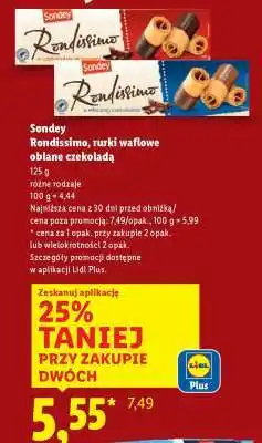 Lidl Sondey Rondissimo, rurki waflowe oblane czekoladą oferta