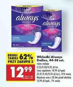 Biedronka Wkładki Always Dailies, 44-58 szt oferta