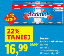 Lidl Danone Actimel truskawkowy oferta