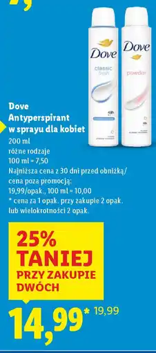 Lidl Dove Antyperspirant w sprayu dla kobiet oferta