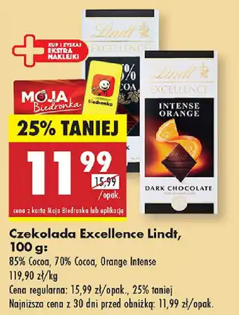 Biedronka Czekolada Excellence Lindt oferta