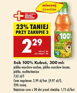 Biedronka Sok 100% Kubuś oferta