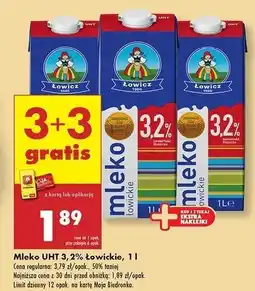 Biedronka Mleko 3.2 % Łowicz 1906 Łowickie oferta