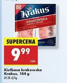Biedronka Kiełbasa krakowska sucha z szynki Krakus Animex oferta