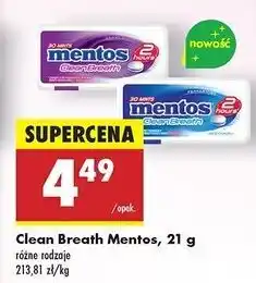 Biedronka Dropsy peppermint Mentos Clean Breath oferta