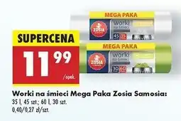 Biedronka Worki na śmieci 60 l z taśmą ściągającą Zosia Samosia oferta
