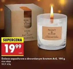 Biedronka Świeca zapachowa z drewnianym knotem peony & suede Aril oferta