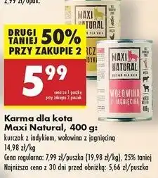 Biedronka Karma dla kota wołowina z jagnięciną Maxi Natural oferta