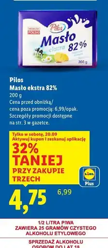 Lidl Masło ekstra Pilos 82% oferta