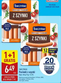 ALDI Parówki Tarczyński Premium z szynki 440 g 1+1 GRATIS oferta