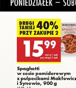 Biedronka Spaghetti w sosie pomidorowym z pulpecikami Maktowicz i Synowie oferta