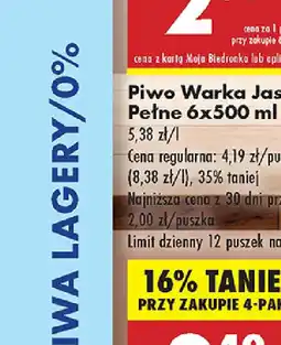 Biedronka Piwo Warka Radler 0% oferta