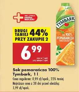 Biedronka Sok pomarańcza 100% Tymbark oferta