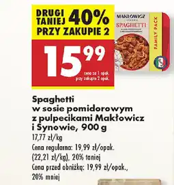 Biedronka Spaghetti w sosie pomidorowym z pulpecikami Makłowicz i Synowie oferta