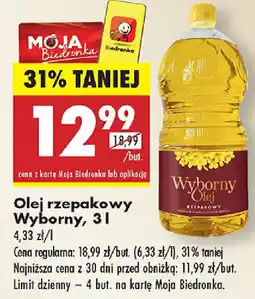 Biedronka Olej rzepakowy Wyborny oferta