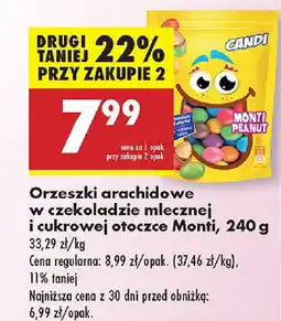 Biedronka Orzeszki arachidowe w czekoladzie mlecznej i cukrowej otoczce Monti oferta