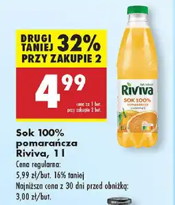 Biedronka Sok 100% pomarańcza Riviva oferta