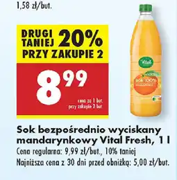 Biedronka Sok bezpośrednio wyciskany mandarynkowy Vital Fresh oferta