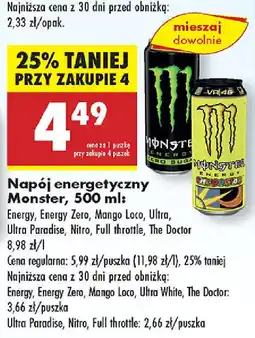 Biedronka Napój energetyczny Monster oferta