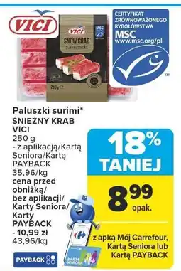 Carrefour Paluszki surimi Śnieżny Krab Vici oferta