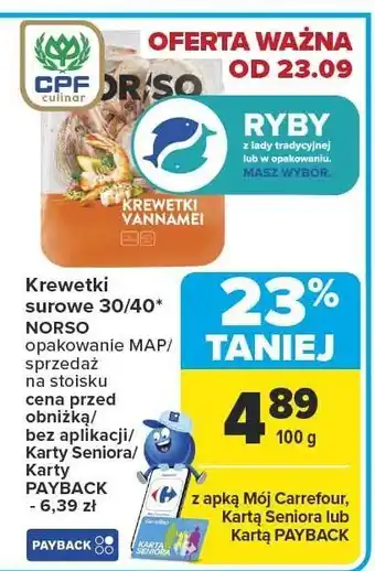 Carrefour Krewetki surowe 30/40 Norso oferta