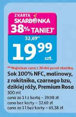 Auchan Sok 100% NFC BIO malinowy, z rokitnika Premium Rosa oferta