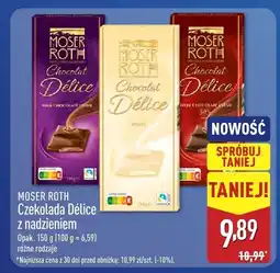 ALDI Czekolada Moser Roth Délice z nadzieniem różne rodzaje oferta