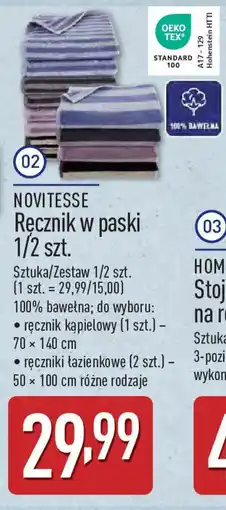 ALDI Novitesse ręcznik w paski oferta