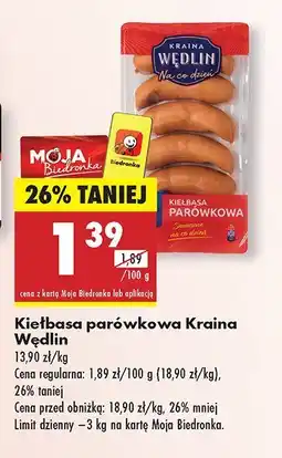 Biedronka Kiełbasa parówkowa Kraina Wędlin oferta