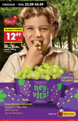 Biedronka Winogrona bio Hey, vita! oferta