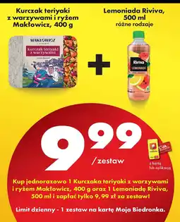 Biedronka Zestaw Kurczak teriyaki z warzywami i ryżem Makłowicz + Lemoniada Riviva Makłowicz, Riviva oferta