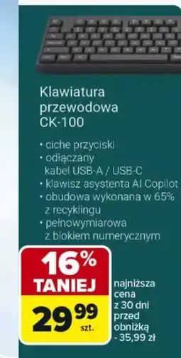 Carrefour HAMA Klawiatura przewodowa CK-100 oferta