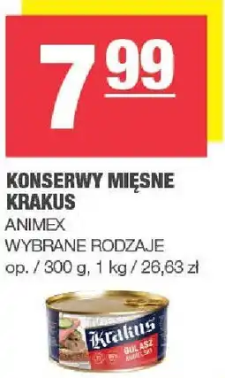 Spar Konserwy mięsne Krakus wybrane rodzaje Animex oferta