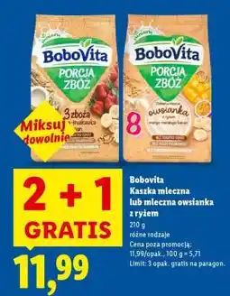 Lidl Bobovita Kaszka mleczna lub mleczna owsianka z ryżem oferta