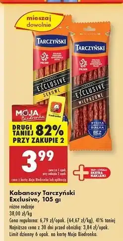 Biedronka Kabanosy wieprzowe Tarczyński Exclusive oferta