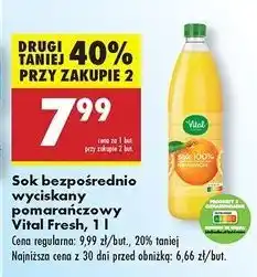 Biedronka Sok pomarańczowy Vital Fresh oferta