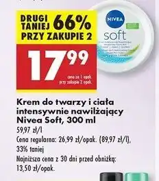 Biedronka Krem do twarzy i ciała intensywnie nawilżający Nivea Soft oferta