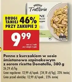 Biedronka Penne szpinak ricotta i kurczak Donatello oferta