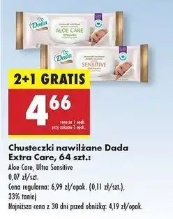 Biedronka Chusteczki wilgotne sensitive Dada Extra Care oferta