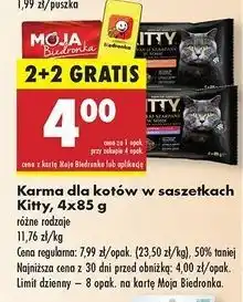 Biedronka Karma dla kota 2x łosoś + kurczak Kitty oferta