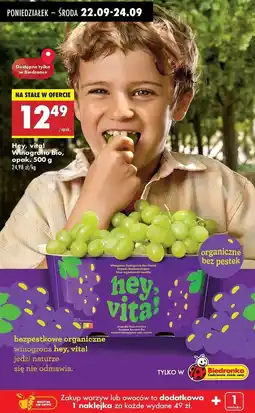 Biedronka Winogrona jasne bezpestkowe bio Hey, Vita! oferta