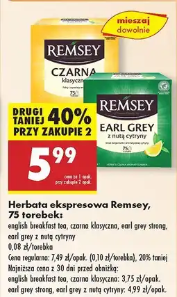 Biedronka Herbata ekspresowa Remsey różne rodzaje oferta