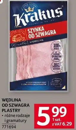 Selgros Wędlina od szwagra plastry Krakus oferta