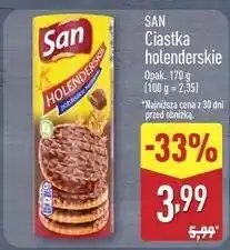 ALDI Ciastka holenderskie w czekoladzie San Łakotki oferta