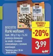 ALDI Rurki waflowe z nadzieniem waniliowym Biscotto oferta