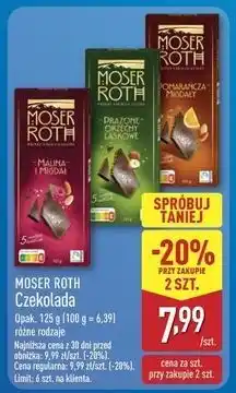 ALDI Czekolada maliny i migdał Moser Roth oferta