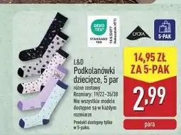 ALDI Podkolanówki dziecięce 19/22-35/38 oferta