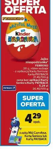 Carrefour Jajko niespodzianka Kinder Niespodzianka oferta