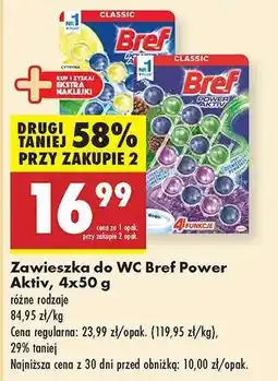 Biedronka Zawieszka do WC Bref Power Aktiv, 4x50 g oferta